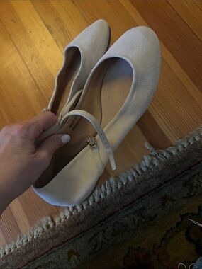 Free People Cream Suede Mary Jane Flats